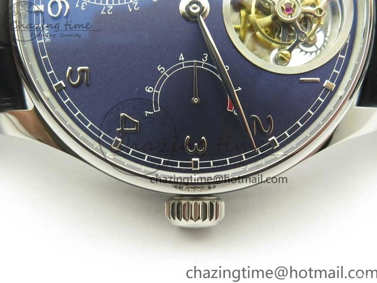 MIROTIME 0227 Sporty Portuguese Tourbillon IW504602 SS ZF Best Edition Blue Dial on Black Leather Strap 7175